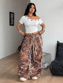 Coolane 夏季女装加大码街头风Grunge哥特复古Y2K朋克铆钉孔眼黑色不对称领修身短袖T恤 - 白色 - 查看 4