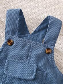 SHEIN Baby Boys' Solid Color Zip-up Coveralls - Blue - View 5