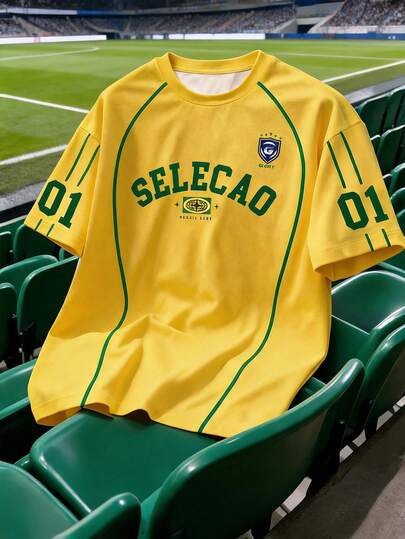 Torvinic Men's Casual Fashion Soccer Brazil World Cup Team Color T-Shirt