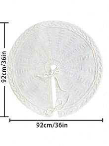 [1 Pack] Knitted Tree Skirt, Cream White Creates Festive Atmosphere, Thickened Non-Slip Base Decoration, Party Decoration - White - View 8
