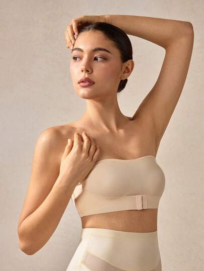 Veilyse 1 pieza Sujetador casual sin tirantes con cierre frontal para mujer, bandeau sin costuras y sin aros