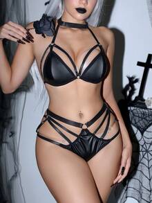 AltCore 2pcs/Set Fashionable Sexy Women's Lingerie Set - Black - View 3