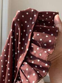 Comfortcana Áo kiểu nữ tay ngắn xếp ly họa tiết chấm bi dễ thương, ôm dáng, thích hợp cho mùa hè. - Nhiều màu - Xem 7