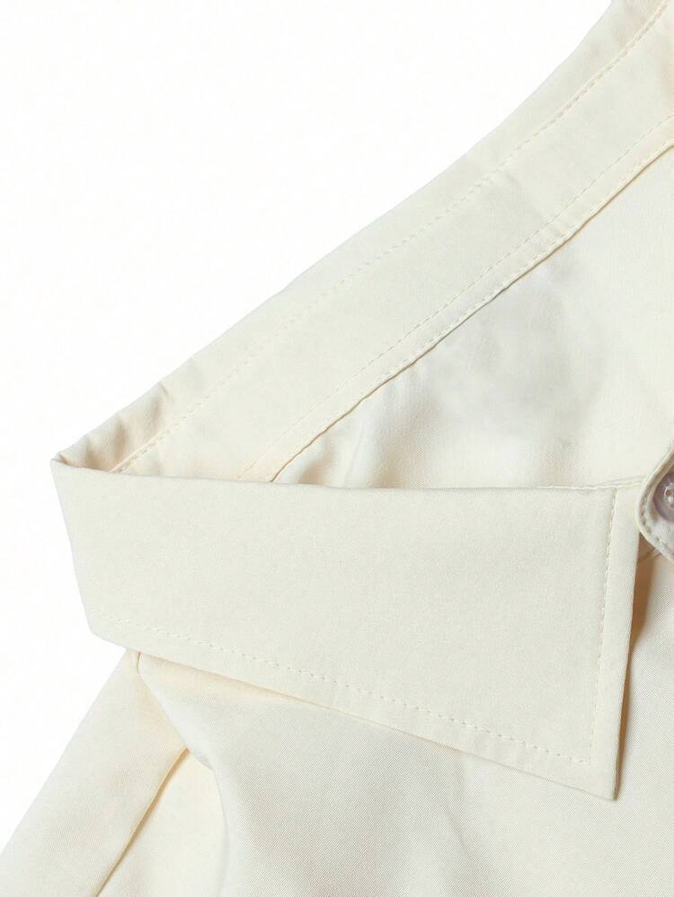 Manfinity Homme Conjunto casual de unicolor con mangas cortas, hombros regulares y botones delanteros en beige para uso diario - Albaricoque - Añade 8