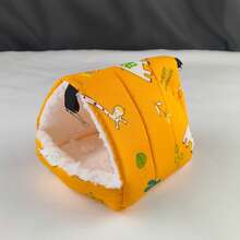 1PC Cartoon Printed Warm Fleece Triangular Sleeping Nest For Parrots Hamsters Chinchillas Squirrels Autumn Winter Pet Bed - Yellow - View 11