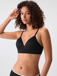 Loungeista Women's Sexy Supportive Wireless Seamless Soft Breathable Brafor Summerfor Summer - Black - View 8