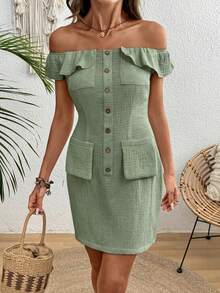 EMERY ROSE Vestido mini casual de verano para mujer - Verde - Ver 4
