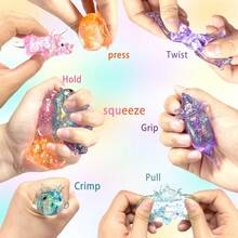 MINKOJA 1/2/6/12Pcs Triceratops Squeeze Toys, Sensory Fidget Stress Relief Glitter Triceratops Squeeze 4 Colors, Squish Toy, Cute Malt Sugar Filled Stretchy Triceratops Squeeze, Birthday Party Gift(Color And Style Are Random) - Triceratops - View 3