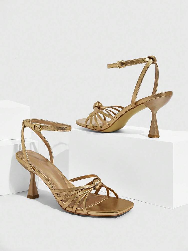 CUCCOO SZL Sexy Strappy Knotted Square Toe High Heels, Stylish Platform Sandals For Women, Suitable For Nightclub, Party, Music Festival Prom Heels Summer Shoes