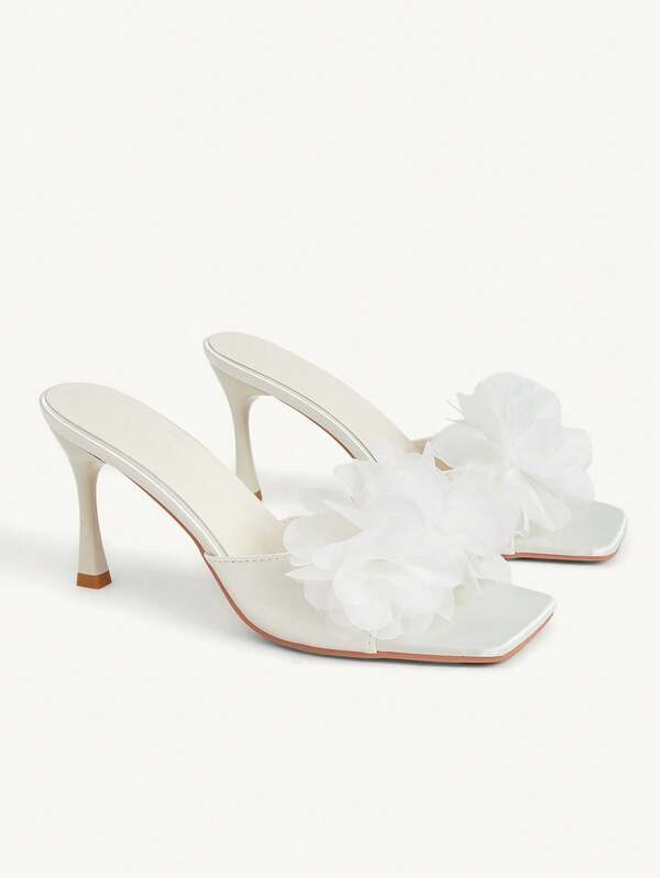 CUCCOO CHICEST Sandales à talons hauts pour femmes avec décoration papillon, à bout carré et talon fin