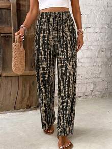 SHEIN Frenchy Quần ống rộng nữ kiểu dáng thường ngày, trang phục thường ngày nữ, quần áo mùa hè nữ. - Nhiều màu - Xem 4