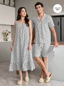 CoupledUp 条纹蝴蝶结领短袖短裤男士睡衣套装 - 彩色 - 查看 4