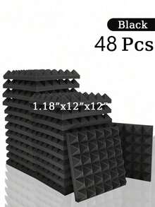 SHEIN 金字塔吸音泡沫 6-48 块 12 英寸 X 12 英寸 X 3 英寸 / 12 英寸 X 12 英寸 X 2 英寸 / 12 英寸 X 12 英寸 X 1.18 英寸 吸音板 8 色高密度声学处理泡沫 工作室隔音海绵垫 家居装修 - 彩色 - 查看 81