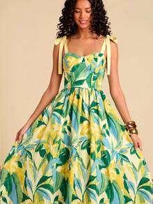 Travachic Vacation Woven Printed Spaghetti Strap Midi Dress For Women - Multicolor - View 6
