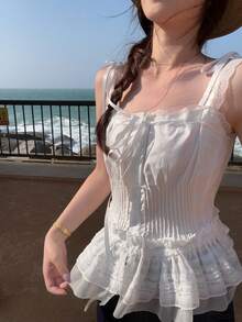 DAZY Women's Lace Patchwork Camisole Summer - White - View 7