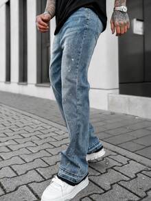Artur Kramer Quần jean denim co giãn ôm vừa vặn, quần jean cotton giặt sờn, đa năng & thời trang; Quần jean denim giặt có túi xéo, trang phục công sở nhẹ nhàng, đa năng; quần ống đứng thường ngày có nút và khóa kéo, phù hợp với mọi mùa - Màu xanh lam - Xem 5