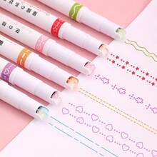 Penna a doppia linea con curva ondulata, pennarello ad asciugatura rapida, penna per bullet journal, cancelleria colorata per studenti, penna fluorescente, forniture scolastiche in stile saudita - multicolore - Visualizzare 2