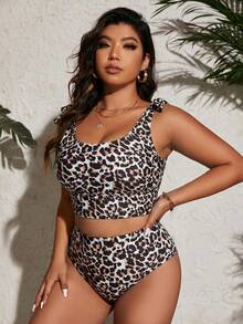 Swim Vcay Đồ bơi Tankini họa tiết da báo sexy thanh lịch size lớn phong cách thường ngày cho kỳ nghỉ bãi biển mùa hè 2026 mới - Nhiều màu - Xem 3