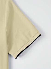 Manfinity Homme 男士休閒通勤對比色短袖 Polo 衫，正式款 - 淡黃色 - 查看 5