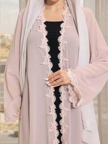 Yasmyna Áo Abaya thêu thanh lịch dành cho nữ - Hồng - Xem 8