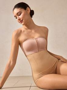 Veilyse 1 pieza Top tubo sin costuras de punto sin aros casual y liso para mujer, diseño minimalista, adecuado para todas las estaciones para verano para verano - Albaricoque - Ver 10