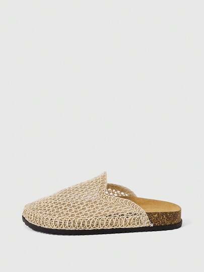 Solecia Ladies Flat Bottom Round Toe Mesh Hollow Beach Vacation Shoes