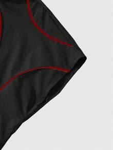 ROMWE MEN Men's Zip-Front Casual Vest And Shorts Set - Black - View 5