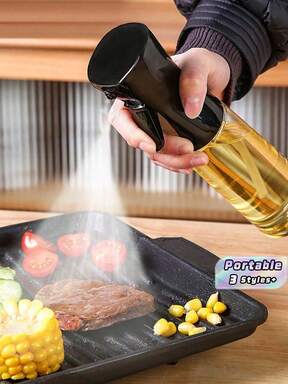 SHEIN 1pc Oil Spray Bottle, High Pressure Spray Bottle, Ultra Fine Water Mist Refilling Bottle, Oil Sprayer Dispenser, Refillable Spritzer Bottle, Household Kitchen Barbecue Olive Oil Spray Bottle, Fat-Reducing Meal Spray Oil Artifact, Travel Transparent Portable Spray Bottle