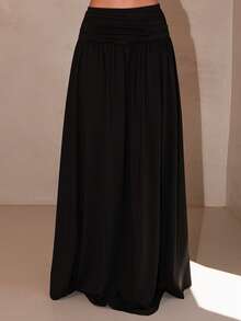Bris Aura Falda larga negra de estilo maxi para mujer, ideal para uso casual, de oficina, de fiesta, de primavera, de despedida de soltera o de concierto, con un estilo romántico de los 90s y Y2K - Negro - Ver 4