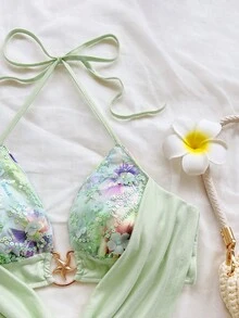 Soleia 春夏新款休闲度假西部海滩婚礼宾客礼服，毕业早午餐，圣帕特里克节春假，复活节音乐节，优雅波西米亚热带风情露背亮片派对情人节系带金属装饰女款 - 彩色 - 查看 3
