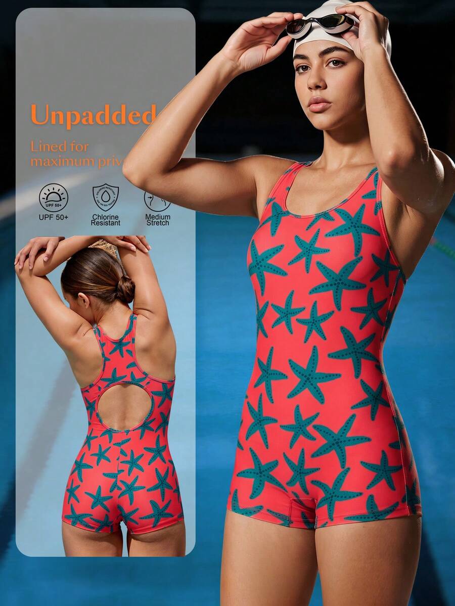 Swim Nautrix Áo liền quần nữ in hình sao biển, phong cách thể thao chuyên nghiệp, thích hợp cho kỳ nghỉ biển, trang phục thường ngày. - Nhiều màu - Xem 1