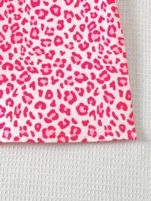 Váy mini hai dây dệt kim họa tiết da báo màu hồng fuchsia thời trang cho bé gái - Hồng - Xem 3