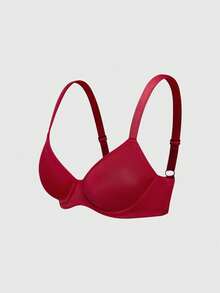 SHEIN 3pcs Comfortable Bras & Wireless Bras (Red + Beige + Reddish Brown) - Multicolor - View 4