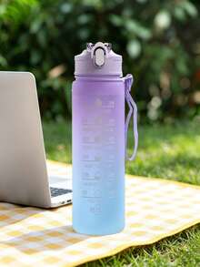 1pc 750ml Large Capacity Gradient PC Water Bottle, Sports And Fitness Portable Straw Cup, For Home And Travel Outdoor Use - 750ml - View 5