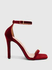 CUCCOO SZL Women's Square Toe Stiletto Heels Sexy Fashion Strap Burgundy High Heel Sandals, Bad Girl Nighttime Street Style Outfit, Sexy Date Party Summer Wear For Christmas Spring Shoes Prom Heels Summer Shoes - Burgundy - View 7