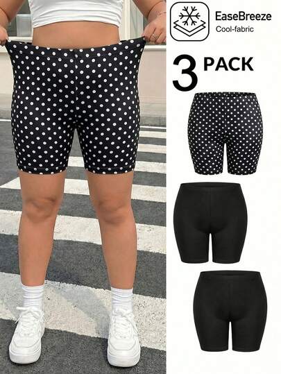 Muchica Bộ 3 quần legging đen cỡ lớn.