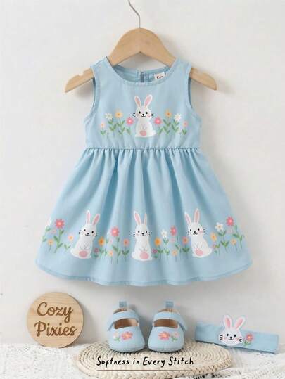 Cozy Pixies Babyjurk met bloemenprint, ronde hals en mouwloos model