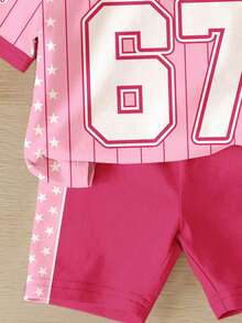 Bộ 2 món gồm áo thun ngắn tay cổ tròn in hình số 67 dáng rộng và quần short biker, thích hợp mặc hàng ngày vào mùa xuân/hè, dạo phố, tập luyện, đi nghỉ mát, đi học, dự tiệc, tựu trường. - Nhiều màu - Xem 6