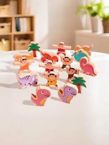 MINKOJA Wooden Dinosaur Stacking Game For Kids – Tumbling Tower Balance Toy For Toddlers 2+, Fun Family Interactive Party Game For Boys & Girls - Multicolor - View 6