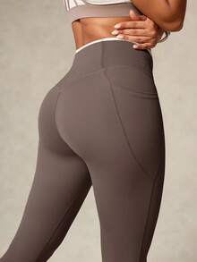 OutZeal Pantalones de mujer para exteriores, gimnasio, yoga, senderismo, de secado rápido y transpirables, con cintura cruzada y piernas acampanadas, leggings deportivos para primavera y verano - Marrón - Ver 9