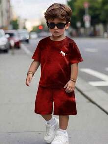 Bộ áo thun ngắn tay cổ tròn in họa tiết tie-dye cho bé trai và quần short. - Nhiều màu - Xem 1