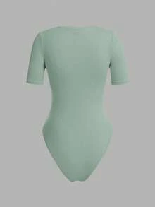 SHEIN BASICS 3件套休闲纯色针织圆领短袖连体衣（女款） - 彩色 - 查看 4