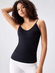 Loungeista Camiseta de tirantes moldeadora para mujer, moldeador de cintura ajustado sin mangas para el verano - Negro - Ver 5