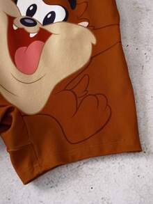 LOONEY TUNES X SHEIN Bộ áo thun và áo liền quần ngắn tay cổ tròn họa tiết hoạt hình dễ thương cho bé trai mùa hè. - Nhiều màu - Xem 6