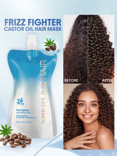 SHEGLAM HAIR Frizz Fighter Castor Oil Hair Mask,Intensive Hair Repair,Reduces Frizz & Smooths Hair,Reduces Breakage & Tangles For Curly/Damaged Hair Birthday Gift Holiday Pink Vibe Makeup Beach School Festivals Rose Girl Hair Care Y2K Mother's Day Travel Essential Vacation Summer Cruise Essentials Curly Hair Hair Curler Hair Straightener Hair Products Wax Hair Stuff