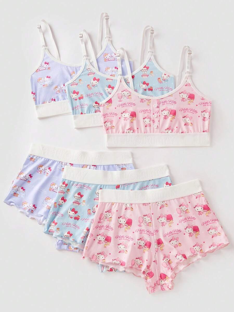 Chillnights HELLO KITTY AND FRIENDS | SHEIN 6pcs Collaboration Women's Lingerie Set - Multicolor - View 1