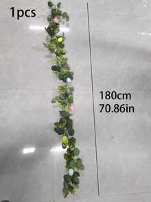 1/3件，180厘米/70.86英寸，满天星和桉树叶花环，饰以复活节彩蛋，复活节藤蔓花环，人造绿色藤蔓，适合复活节装饰、家居装饰、房间装饰、礼品、餐桌装饰、户外装饰 - 彩色 - 查看 10