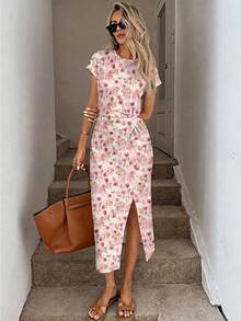 SHEIN LUNE 1. Đầm midi không tay xẻ cao, thắt eo thanh lịch, in họa tiết, thích hợp mặc mùa hè\N2. Đầm ôm sát cơ thể nữ, chất liệu có họa tiết\N3. Trang phục sinh nhật cho nữ\N4. Bộ đồ tập thể dục cho nữ\N5. Đầm dự tiệc cưới cho nữ\N6. Trang phục công sở cho nữ - Nhiều màu - Xem 4