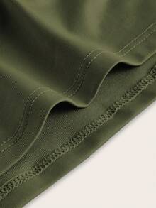 SHEIN BASICS Women's Solid Color Cropped Fitted Tube Top - Army Green - View 5