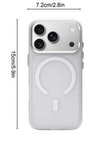 1pc Electroplated Camera Skin Feel Matte Phone Case Compatible With IPhone 17 Pro Max Magnetic Wireless Charge PC Cover - White - View 7